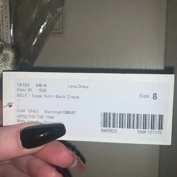 Floor Length Sage Green Satin JENNY YOO gown brand new - Picture 7 of 8